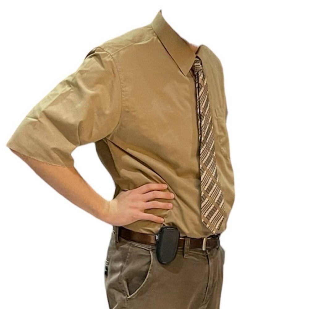 Dwight The Office Tie and Button Up Short Sleeve Halloween Costume Size XL - XXL